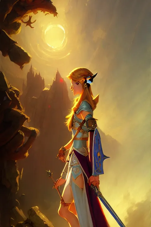 Image similar to princess zelda by bayard wu, anna podedworna, gaston bussiere, greg rutkowski