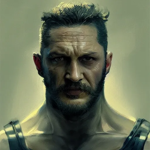 Image similar to portrait of Tom Hardy as Wolverine, Marvel art, art by greg rutkowski, matte painting, trending on artstation