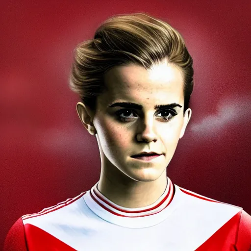 Image similar to a portrait of emma watson as a lokomotiv football player, hyper realistic, highly detailed