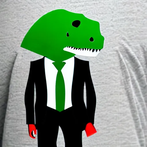 Image similar to dinosaur wearing a suit