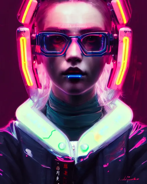 Image similar to detailed portrait neon operator girl, cyberpunk futuristic, neon, reflective puffy coat, decorated with traditional japanese by ismail inceoglu dragan bibin hans thoma greg rutkowski alexandros pyromallis nekro rene margitte, illustrated, perfect face, fine details, realistic shaded, fine - face, pretty face