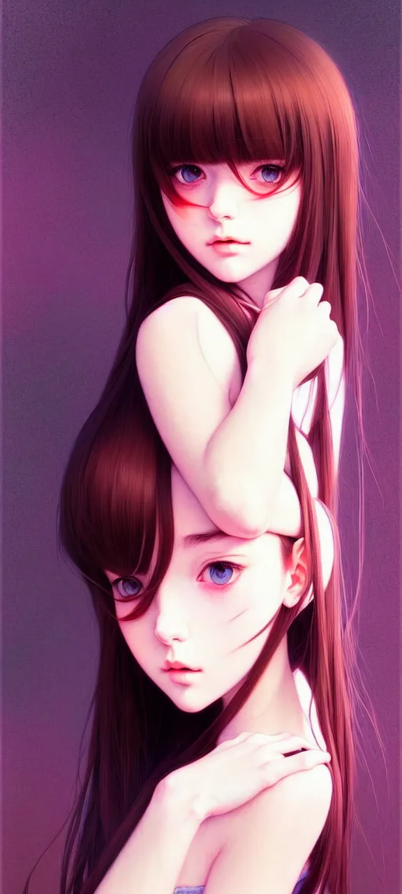 Image similar to a beautiful youth teenage depressed ocd psychotic popular girl in school struggling with morbid thoughts realized, angry eyes, soft skin, magnificent art by ilya kuvshinov, claude monet, range murata, artgerm, norman rockwell, highly detailed intricately sharp focus, bedroom eyes trending on pinterest, tiktok 4 k uhd image