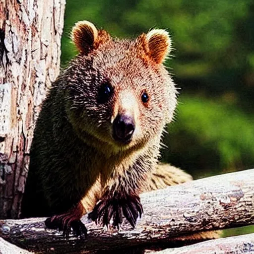 Image similar to “a quokka mixed with a bear”