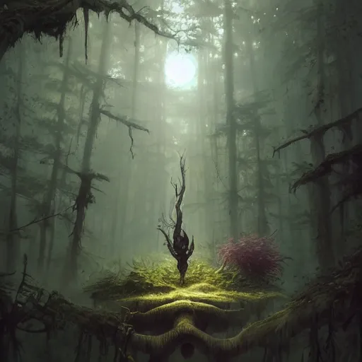 Image similar to highly detailed creepy forest humanoide creature, stephen bliss, tony tony chopper, unreal engine, fantasy art by greg rutkowski, loish, rhads, ferdinand knab, makoto shinkai and lois van baarle, ilya kuvshinov, rossdraws, tom bagshaw, global illumination, radiant light, detailed and intricate environment