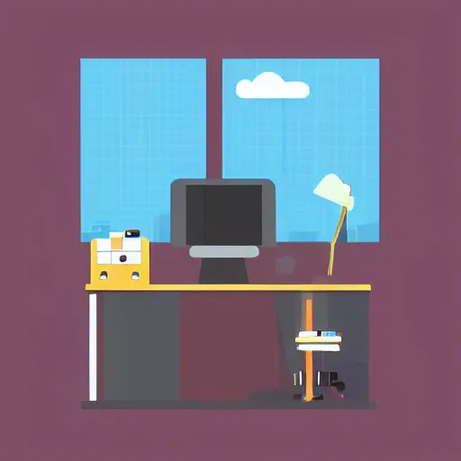 Prompt: modern office , flat design style illustration with line elements,