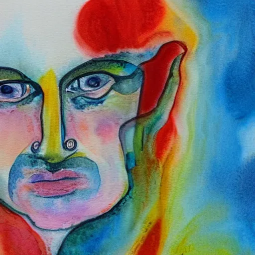 Image similar to the concept of schizophrenia in the form of a water colour painting