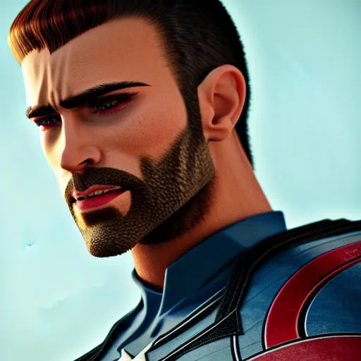 Prompt: Gigachad as Captain America, cinematic lighting, HD,