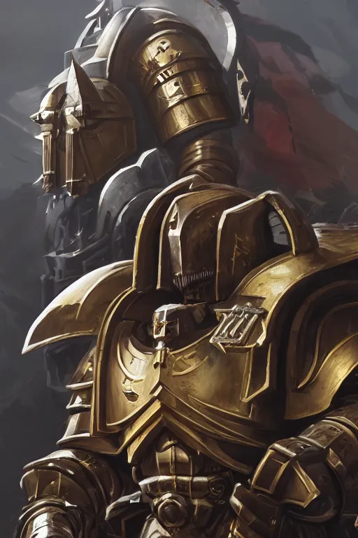 Image similar to armor portrait heros warhammer 4 0 k horus heresy fanart - the primarchs emperor by johannes helgeson animated with vfx concept artist & illustrator global illumination ray tracing hdr fanart arstation zbrush central hardmesh 8 k octane renderer comics stylized