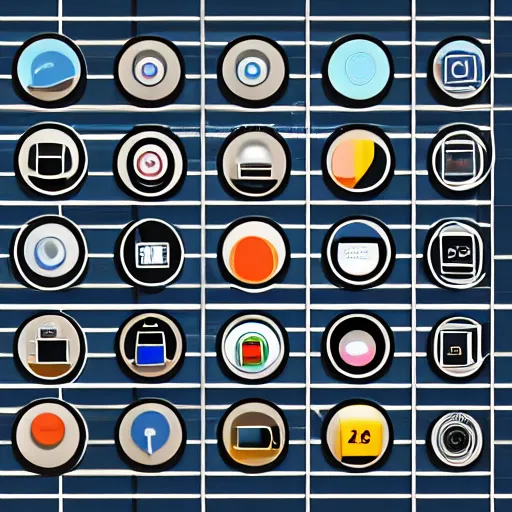 Image similar to concept art of spherical smartphone, apps icons, high performance