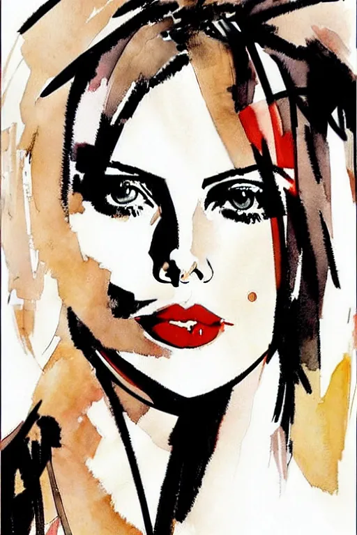 Image similar to beautiful portrait of Charlize Theron by Milo manara and David downton