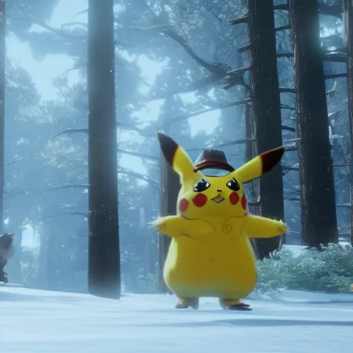 Prompt: Film still of Pikachu in Red Dead Redemption 2 (2018 video game)