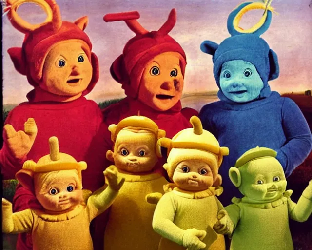 Prompt: a 1 6 0 0 s portrait of the teletubbies