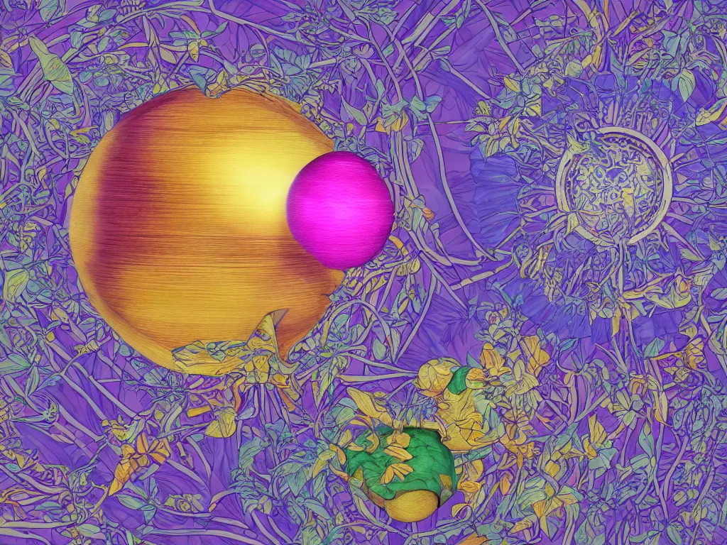 Prompt: the orb of dreams, sunlight study, art nouveau, by maria sibylla merian and ( ( ( ( lisa frank ) ) ) ), 8 k, sharp focus, octane render, ( ( ( kauai ) ) )