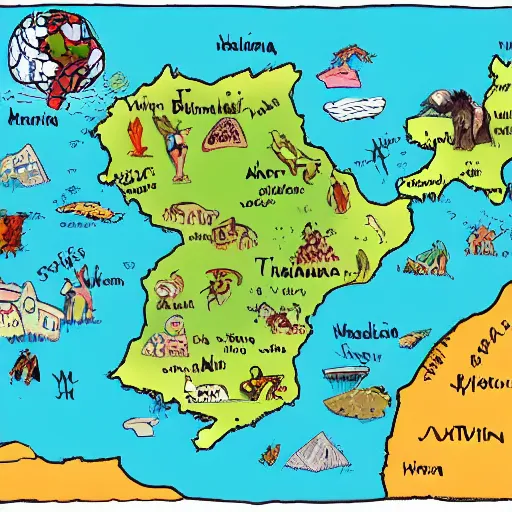 Prompt: child's drawing map of the balkans