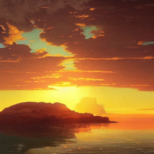 Prompt: a sunset by frederick waugh, cinematic angle, studio Ghibli and Thomas Cole vibe, bold, beautiful composition, intricate, digital art, detailed oil painting, hyperrealistic, sharp focus, 8k