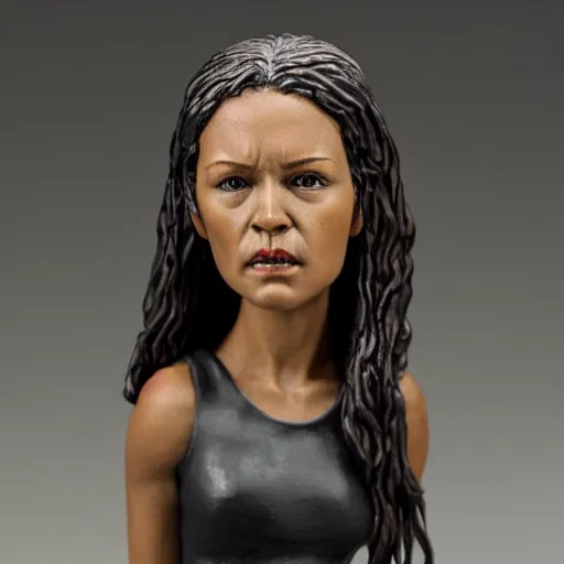 Image similar to realistic bobble head portrait sculpture of angry girl angel