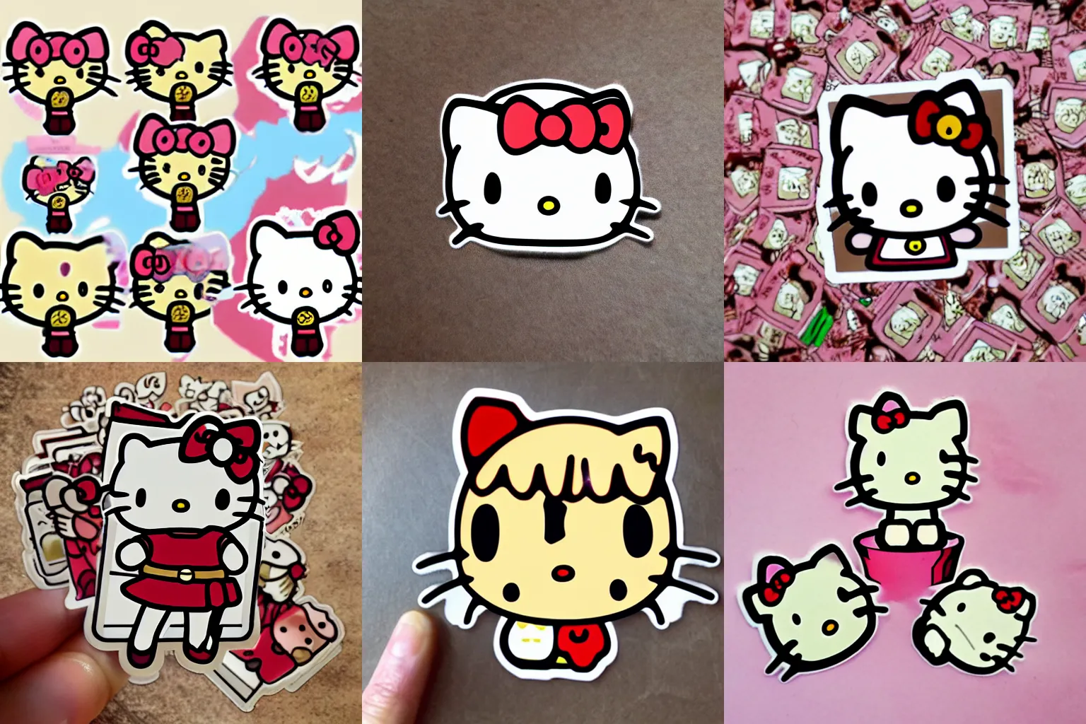 Prompt: attack on hello kitty titan sticker design