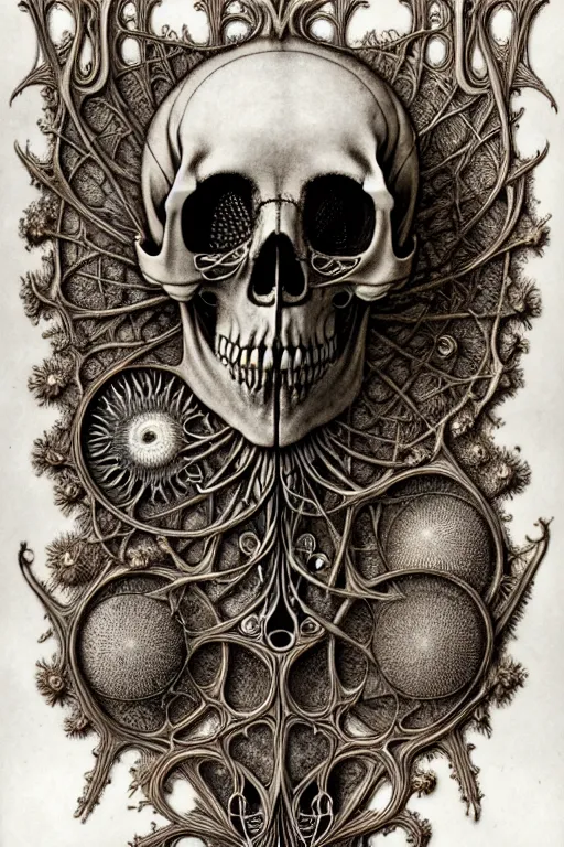 Image similar to art forms of nature by ernst haeckel, memento mori by arthur rackham, ornate antique porcelain beautiful skull mask, ultrasharp, photorealistic, hyperdetailed, octane render, polished, art nouveau, neo - gothic, gothic, intricate ornamental organic filigree, art nouveau botanicals, art forms of nature by ernst haeckel, horizontal symmetry, symbolist, visionary