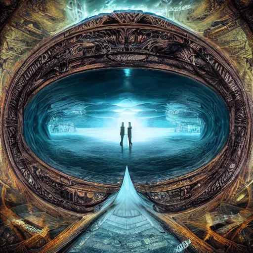 Prompt: the veil between two realities, album art, hyperdetailed surrealism, unreal engine