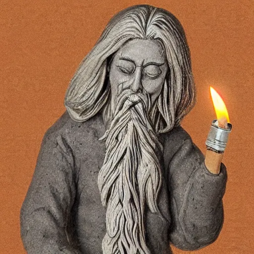 Prompt: highly detailed figure of a person with long white hair made of smoke coming out from a smoking pipe, meditation, photorealistic, intricate, elegant.
