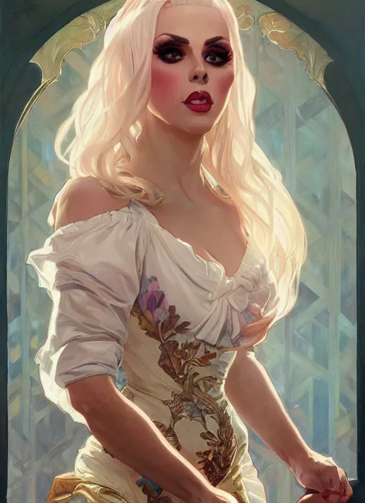 Prompt: katya, drag queen, painting by artgerm and greg rutkowski and alphonse mucha
