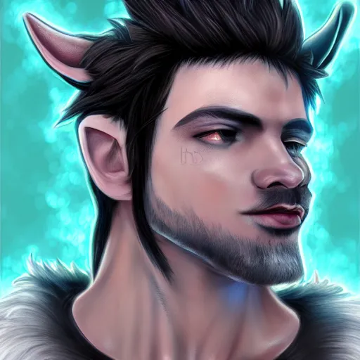 Image similar to headshot profile picture of a man with silver skin, a dragon snout and small horns, commission on furaffinity, smooth scales