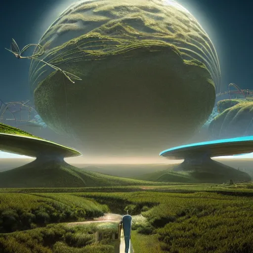 Prompt: panorama,utopia,science fiction,bio-inspired,organic,sunny,michael whelan,redshift render