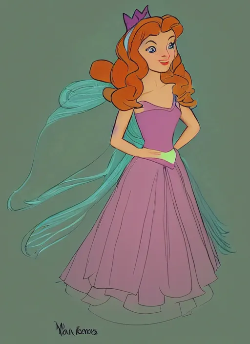 Prompt: Jenna Lene as a Disney Princess, Disney Concept Art, in the style of Claire Keane, Marc Davis,