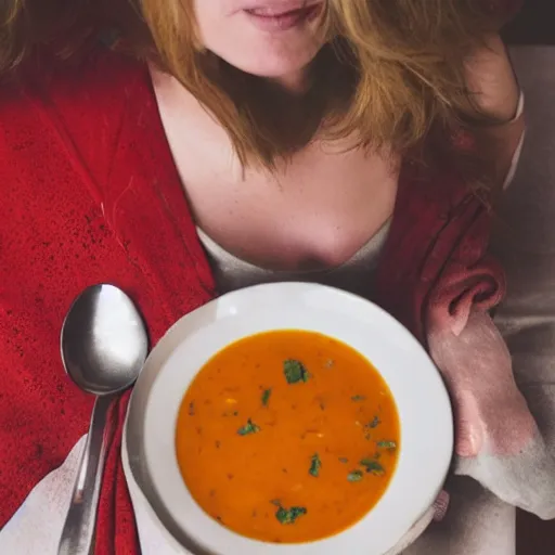 Image similar to person unable to eat soup properly spilling it everywhere