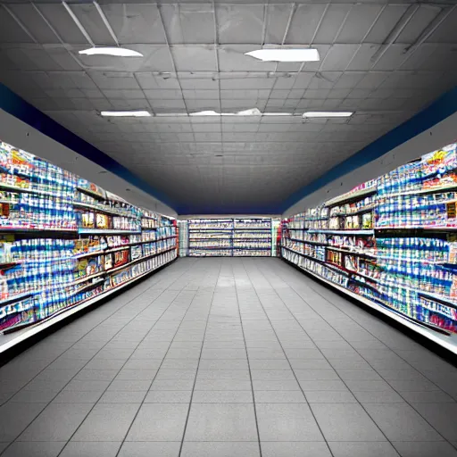 Image similar to freezer aisle of a store, digital art, surreal, ethereal