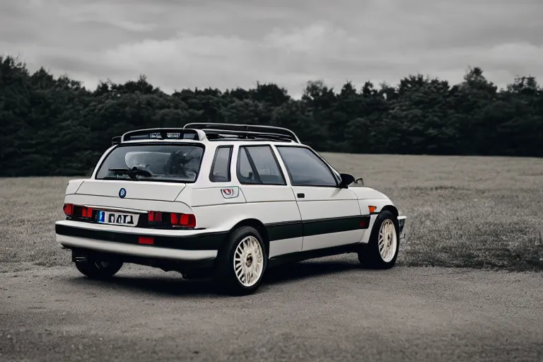 Prompt: 2005 Lancia Delta Integrale BMW M1 estate wagon, XF IQ4, 150MP, 50mm, F1.4, ISO 200, 1/160s, natural light, Adobe Photoshop, Adobe Lightroom, photolab, Affinity Photo, PhotoDirector 365