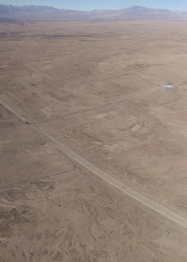 Prompt: aerial view of area 51