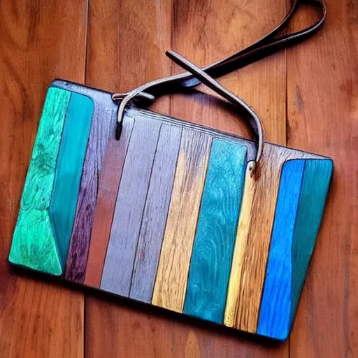 Image similar to designer handbag in the shape of a wood artist palette