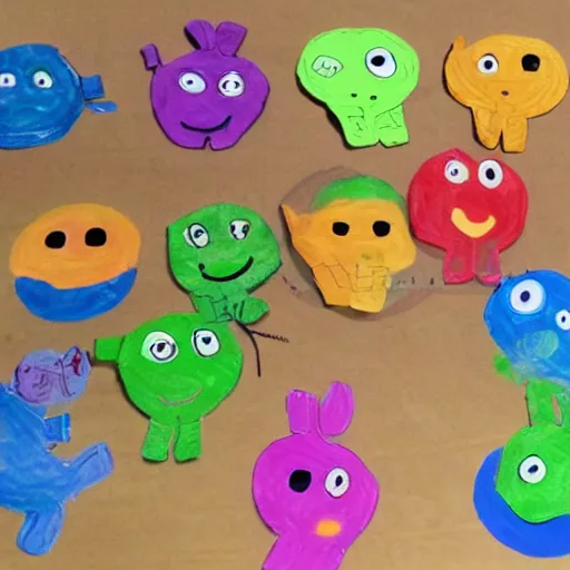 Prompt: baby aliens at kindergarten, very detailed, photorealistic