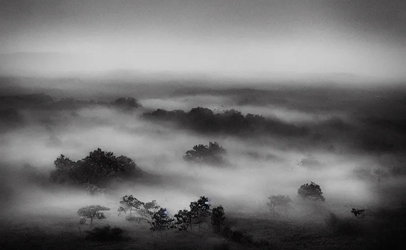 Image similar to “fog of war, army seen in the distance, 4k, cinematic, award winning”