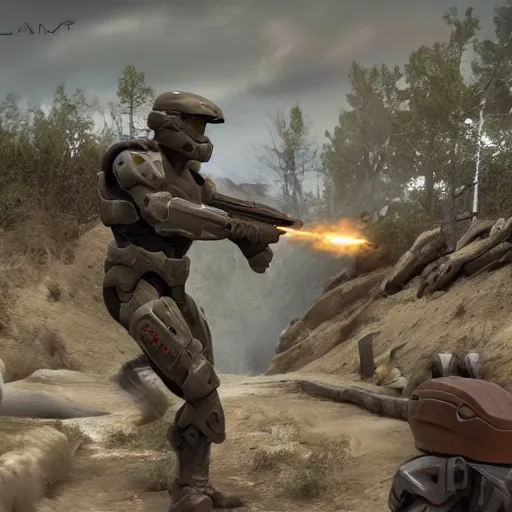 Image similar to halo game spartans in world war 2, old movie, dramatic, detailed, colorized, recolor, old movie scene, 1 9 4 0 france