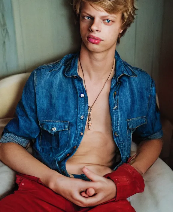 Prompt: portrait of jace norman photographed by nan goldin