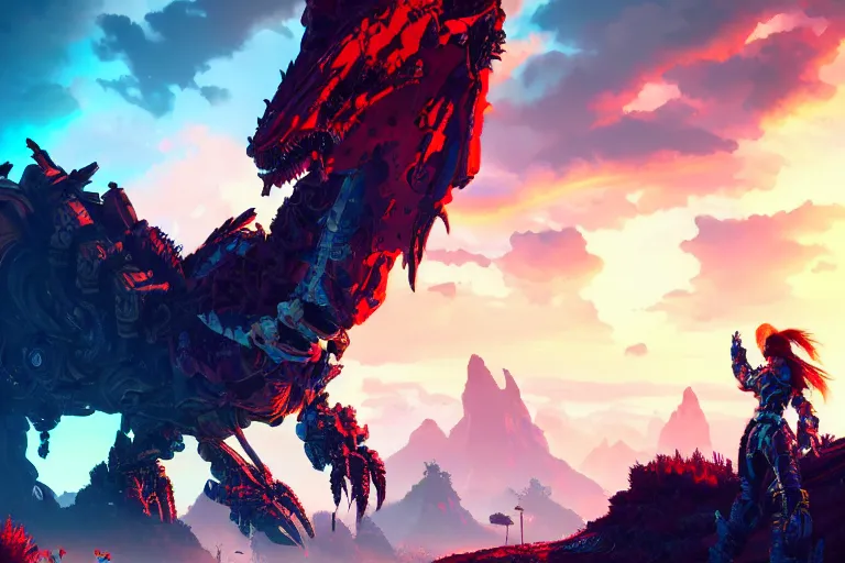 Image similar to dragon machine mecanical creature robot of horizon forbidden west horizon zero dawn bioluminiscence bright ray tracing hdr fanart arstation by ian pesty and alena aenami artworks in 4 k