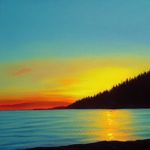 Prompt: beautiful landscape painting of West Vancouver sunset, by Tom Thompson