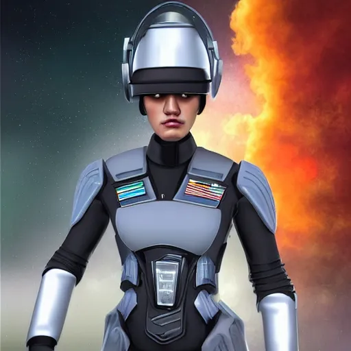 Prompt: Futuristic scifi officer in uniform, realistic