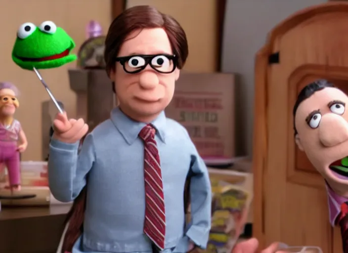 Image similar to film still of Dwight Schrute as a muppet from The Office, 4k