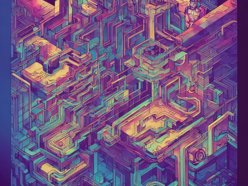 Image similar to arcane twisted turn of fate abstraction, centered award winning ink pen illustration, isometric abstract illustration by dan mumford, edited by craola, technical drawing by beeple and tooth wu, tiny details by artgerm and watercolor girl, symmetrically isometrically centered