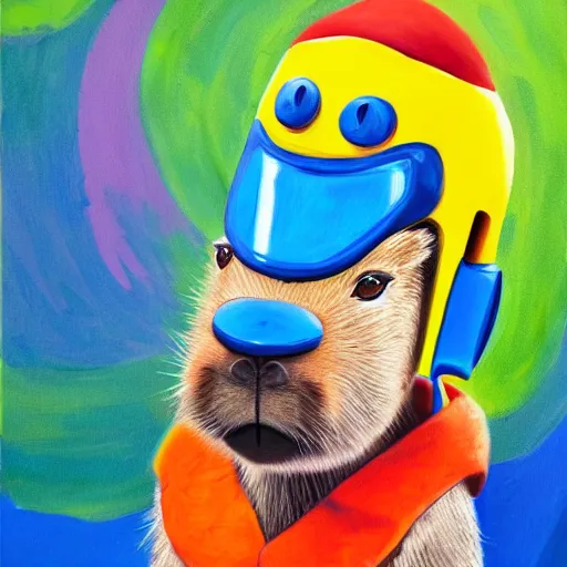 Image similar to a detailed painting of an adorable capybara superhero by pixar, new contemporary art, colorful