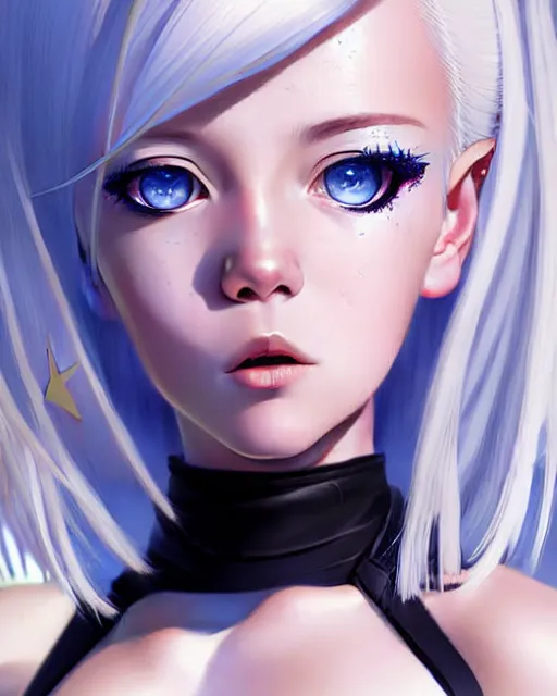 Prompt: portrait Anime space cadet girl with white hair cute-fine-face, pretty face, realistic shaded Perfect face, fine details. Anime. realistic shaded lighting by Ilya Kuvshinov Giuseppe Dangelico Pino and Michael Garmash and Rob Rey, IAMAG premiere, aaaa achievement collection, elegant freckles, fabulous, eyes open in wonder