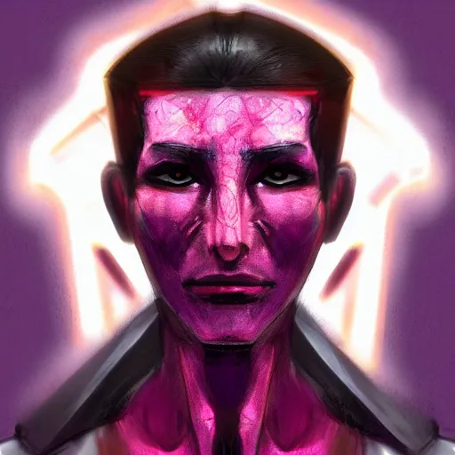 Image similar to character design sketch humanoid by ahmet atil akar, profile portrait, cyberpunk street goon, concept art character, cyberpunk fashion, with body made of purple lava and fire, marvelous designer, fantasy, painted, 4 k, high detail, sharp focus, trending in artstation