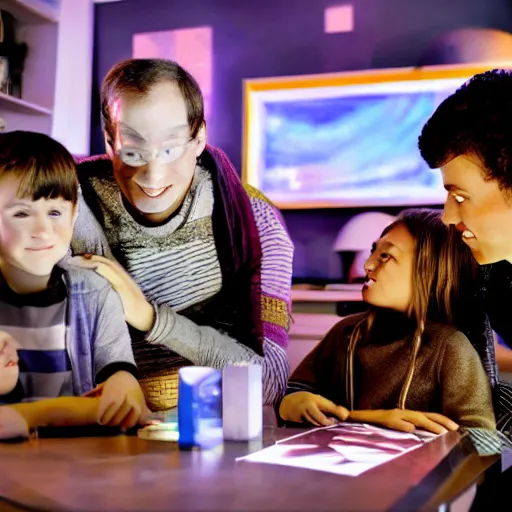 Image similar to a family scene from a future world where nanotechnology is ubiquitous