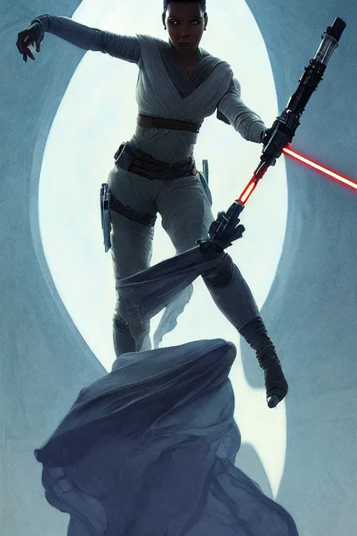 Image similar to star wars jedi master normani as aeon flux profile picture by Greg Rutkowski, dynamic pose, intricate, futuristic, fantasy, elegant, by Stanley Artgerm Lau, greg rutkowski, thomas kindkade, alphonse mucha, loish, norman Rockwell,