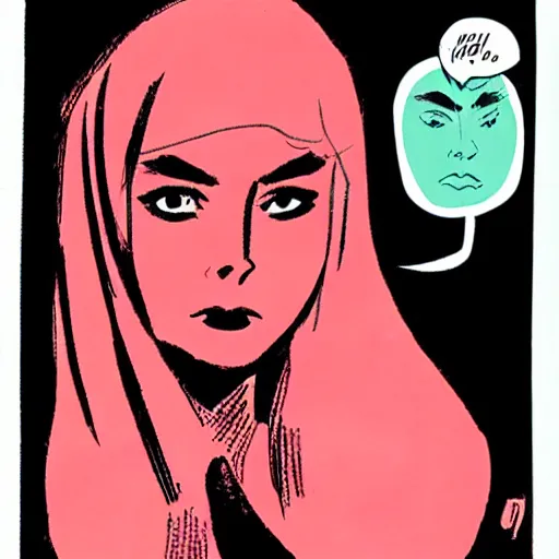 Image similar to a female character drawn by david mazzucchelli, cmyk portrait