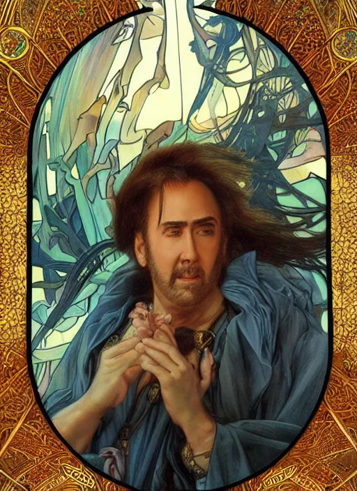 nicolas cage rainbow background