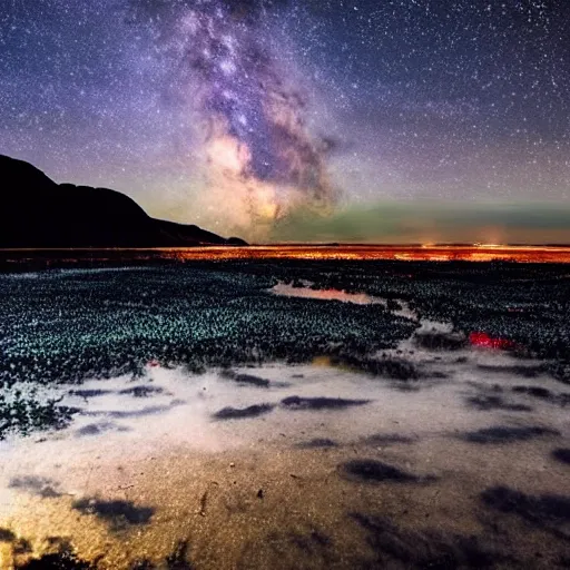 Image similar to unimaginable landscape in night sky,